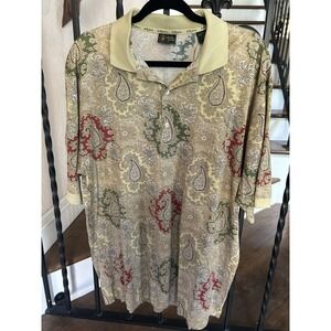 Men's Size XL Vintage Bobby Jones Golf Polo Shirt Paisley Short Sleeves